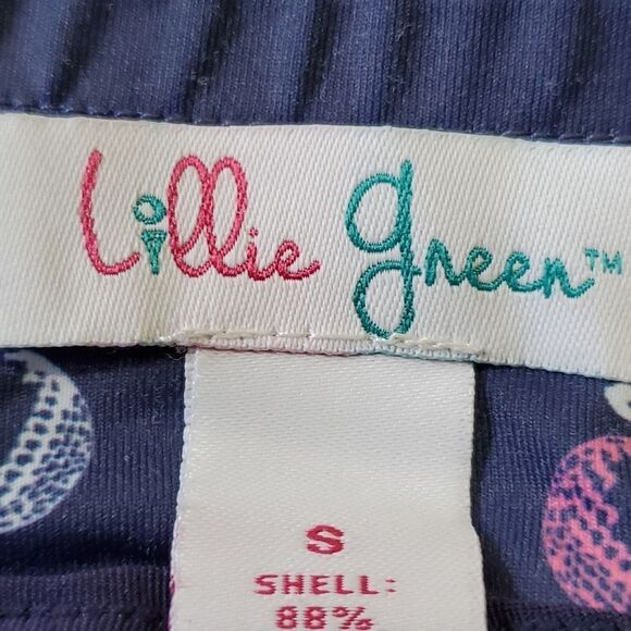 Lilly green skort. Navy blue with golf balls. Size Small. Scalloped hem. - Picture 4 of 11